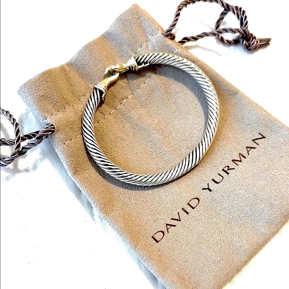 David Yurman Silver and Gold Cable Bracelet- size small